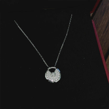 [Vellora Opalyn]AMULETTE SILVER FULL DIAMOND NECKLACE