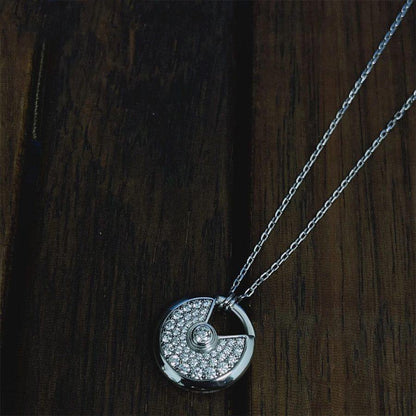 [Vellora Opalyn]AMULETTE SILVER FULL DIAMOND NECKLACE