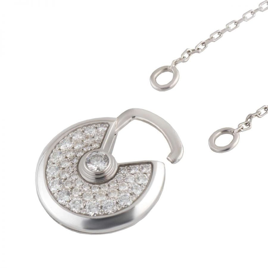 [Vellora Opalyn]AMULETTE SILVER FULL DIAMOND NECKLACE