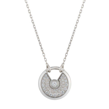 [Vellora Opalyn]AMULETTE SILVER FULL DIAMOND NECKLACE