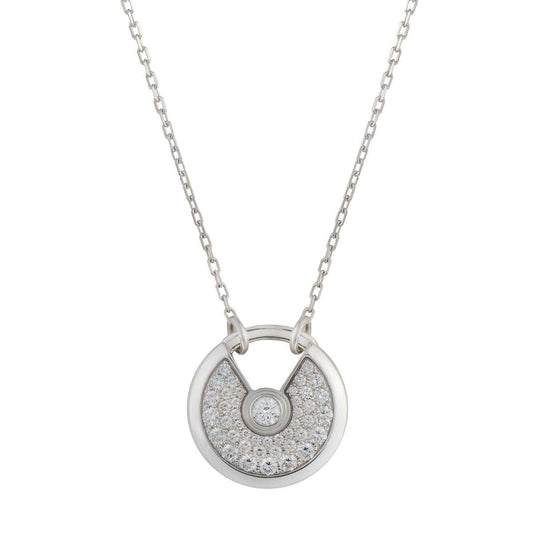 [Vellora Opalyn]AMULETTE SILVER FULL DIAMOND NECKLACE