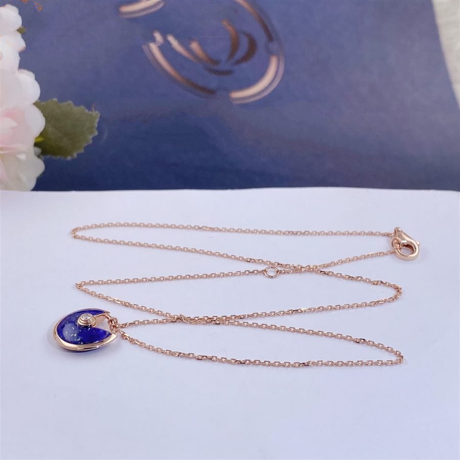 [Vellora Opalyn]AMULETTE ROSE GOLD AGATE NECKLACE