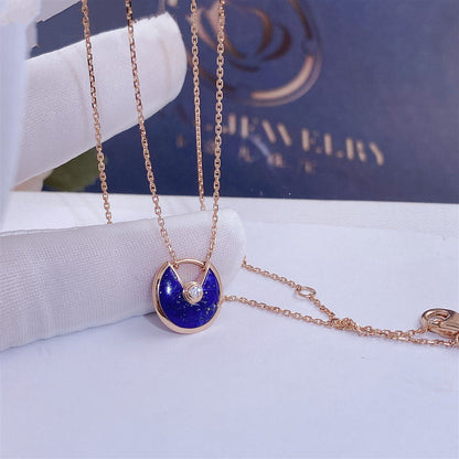[Vellora Opalyn]AMULETTE ROSE GOLD AGATE NECKLACE