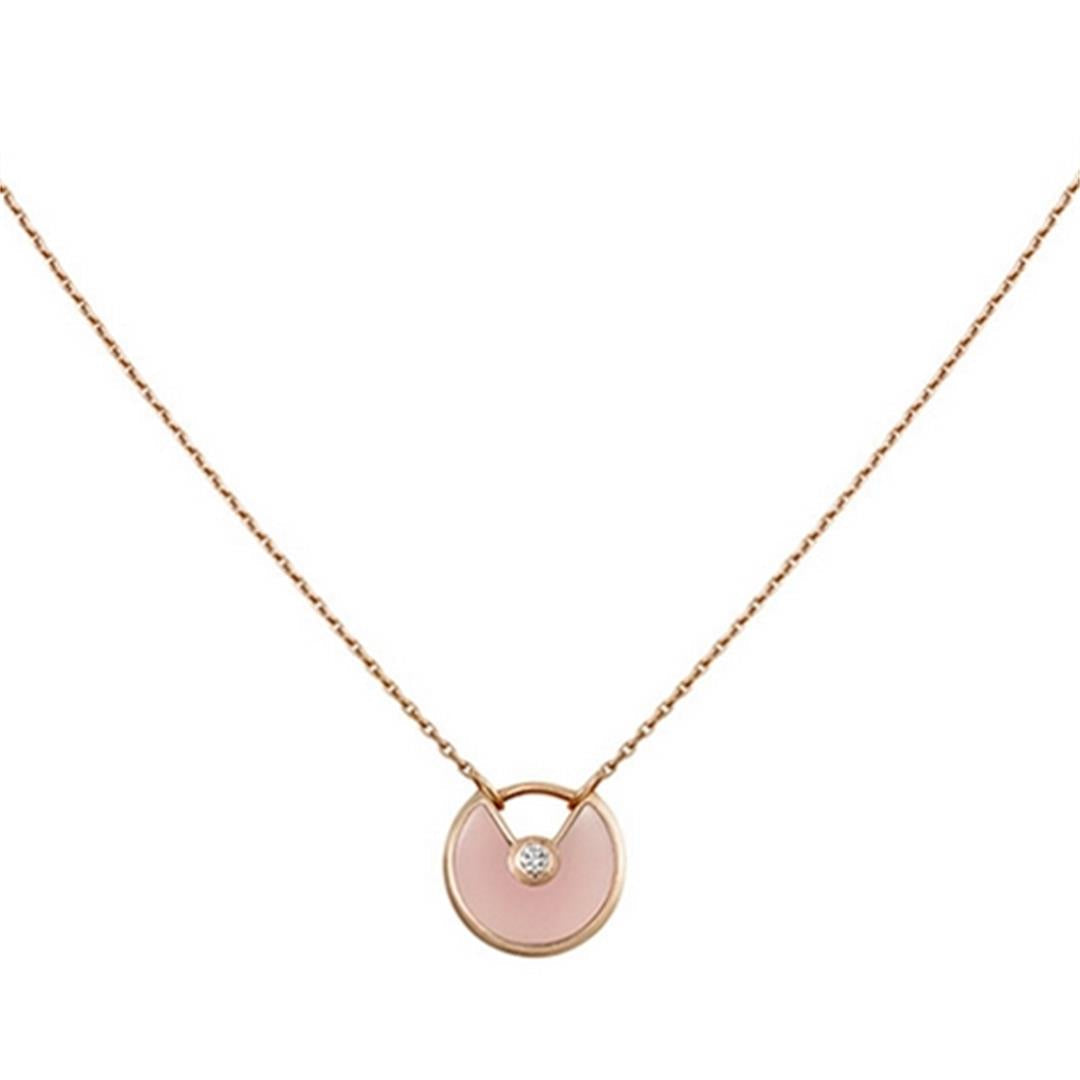 [Vellora Opalyn]AMULETTE ROSE GOLD PINK MOP NECKLACE