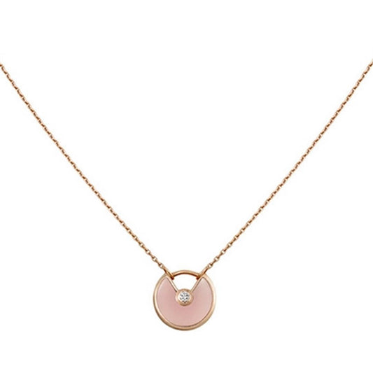 [Vellora Opalyn]AMULETTE ROSE GOLD PINK MOP NECKLACE