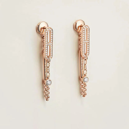 [Vellora Opalyn]CHAINE CHAOS DIAMOND DROP EARRINGS