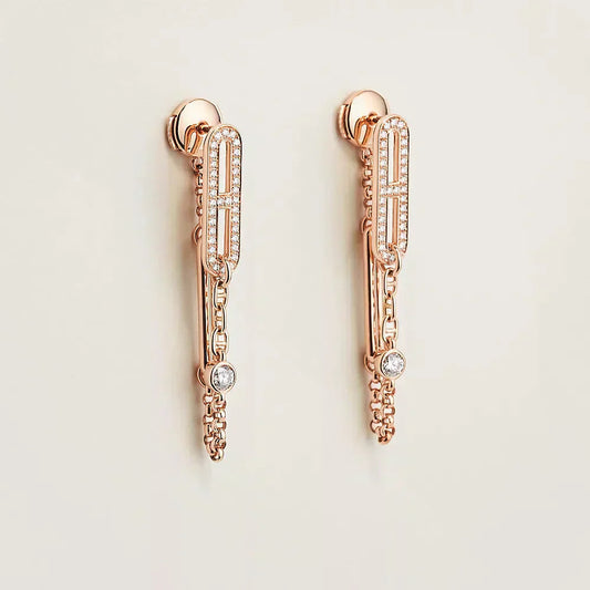 [Vellora Opalyn]CHAINE CHAOS DIAMOND DROP EARRINGS