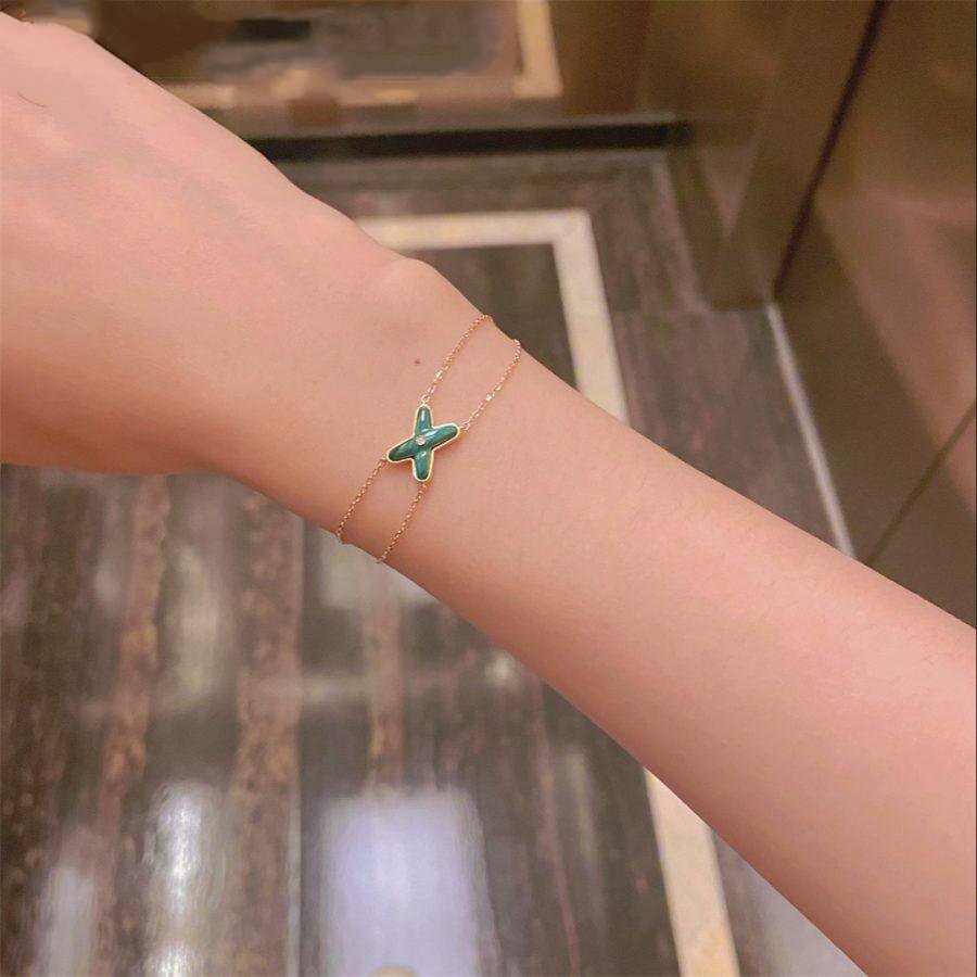 [Vellora Opalyn]JEUX BRACELET MALACHITE PINK GOLD 1 DIAMOND