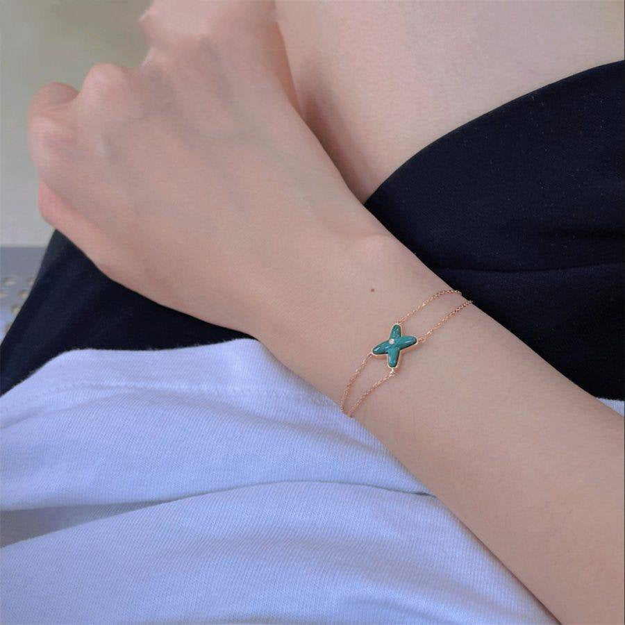 [Vellora Opalyn]JEUX BRACELET MALACHITE PINK GOLD 1 DIAMOND
