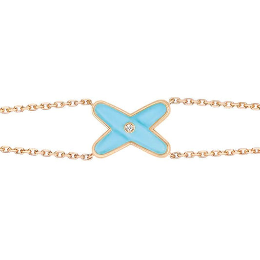 [Vellora Opalyn]JEUX BRACELET TURQUOISE PINK GOLD 1 DIAMOND