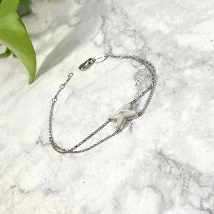 [Vellora Opalyn]JEUX BRACELET WHITE MOP SILVER 1 DIAMOND
