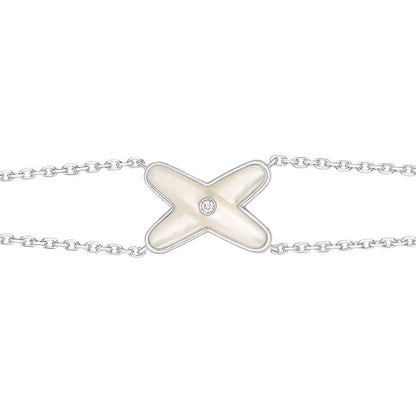 [Vellora Opalyn]JEUX BRACELET WHITE MOP SILVER 1 DIAMOND
