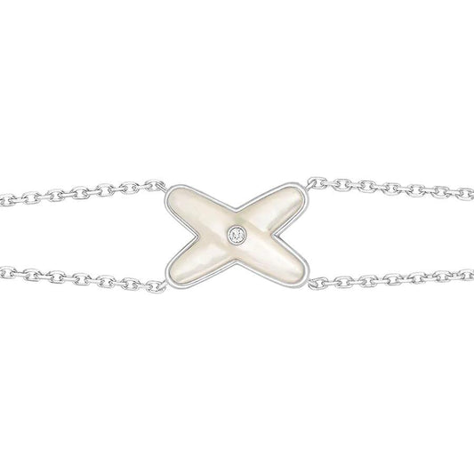 [Vellora Opalyn]JEUX BRACELET WHITE MOP SILVER 1 DIAMOND