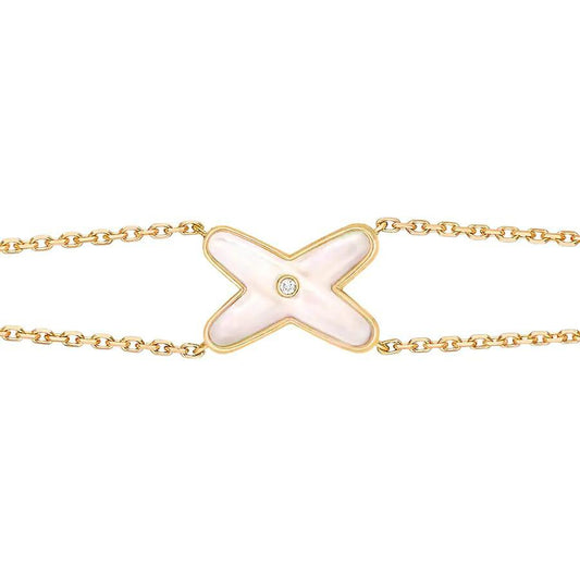 [Vellora Opalyn]JEUX BRACELET WHITE MOP GOLD 1 DIAMOND