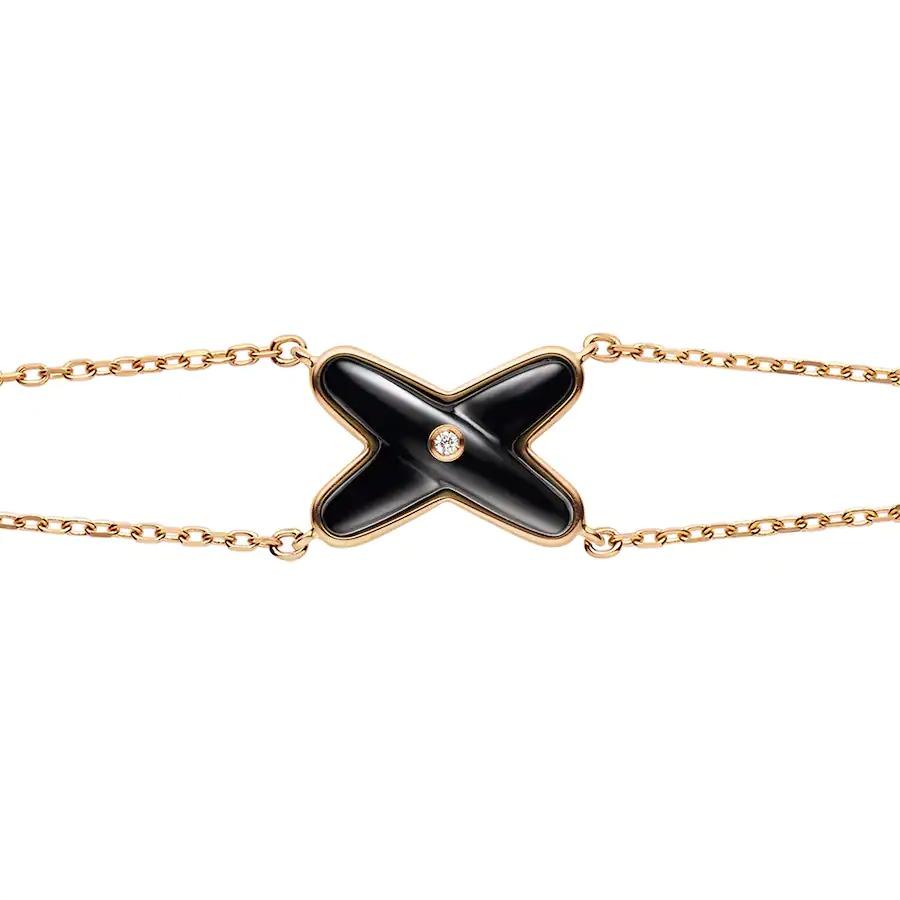 [Vellora Opalyn]JEUX BRACELET ONYX PINK GOLD 1 DIAMOND