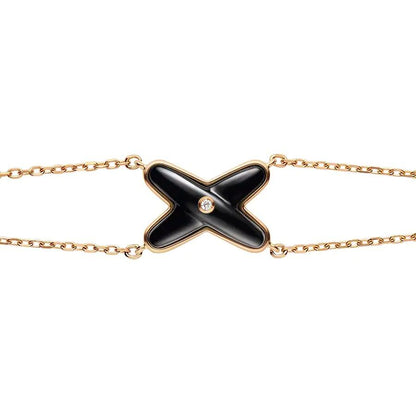 [Vellora Opalyn]JEUX BRACELET ONYX PINK GOLD 1 DIAMOND
