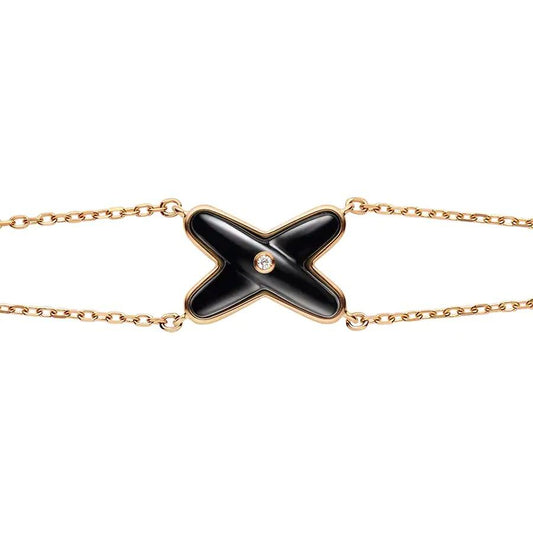 [Vellora Opalyn]JEUX BRACELET ONYX PINK GOLD 1 DIAMOND