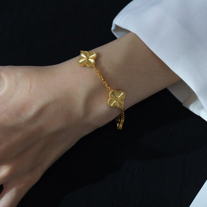 [Vellora Opalyn]CLOVER 5 FLOWERS LASER BRACELET