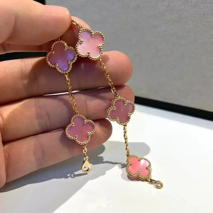 [Vellora Opalyn]CLOVER 5 PINK MOP BRACELET