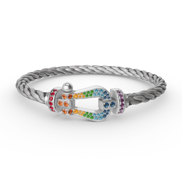 [Vellora Opalyn] FORC LARGE HORSESHOE  COLORED DIAMOND BRACELET SILVER