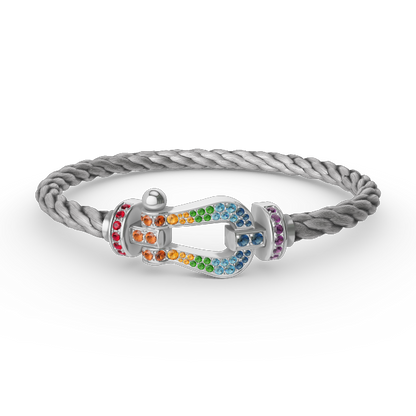 [Vellora Opalyn] FORC LARGE HORSESHOE  COLORED DIAMOND BRACELET SILVER