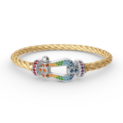 [Vellora Opalyn] FORC LARGE HORSESHOE  COLORED DIAMOND BRACELET SILVER