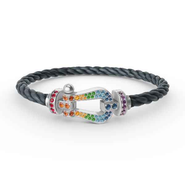 [Vellora Opalyn] FORC LARGE HORSESHOE  COLORED DIAMOND BRACELET SILVER