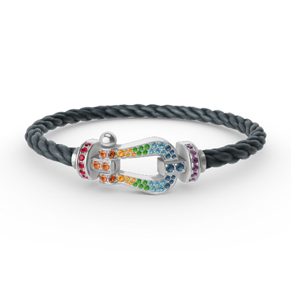 [Vellora Opalyn] FORC LARGE HORSESHOE  COLORED DIAMOND BRACELET SILVER