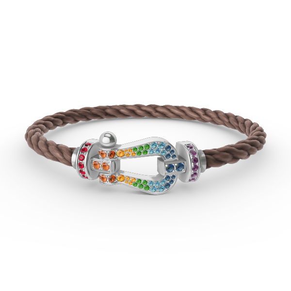 [Vellora Opalyn] FORC LARGE HORSESHOE  COLORED DIAMOND BRACELET SILVER