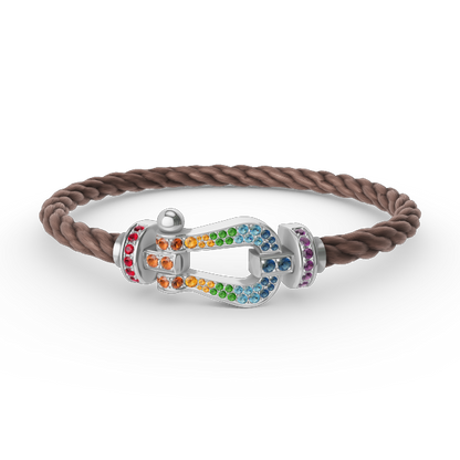 [Vellora Opalyn] FORC LARGE HORSESHOE  COLORED DIAMOND BRACELET SILVER