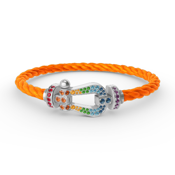 [Vellora Opalyn] FORC LARGE HORSESHOE  COLORED DIAMOND BRACELET SILVER