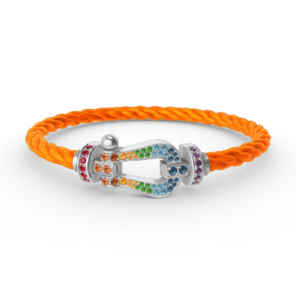 [Vellora Opalyn] FORC LARGE HORSESHOE  COLORED DIAMOND BRACELET SILVER