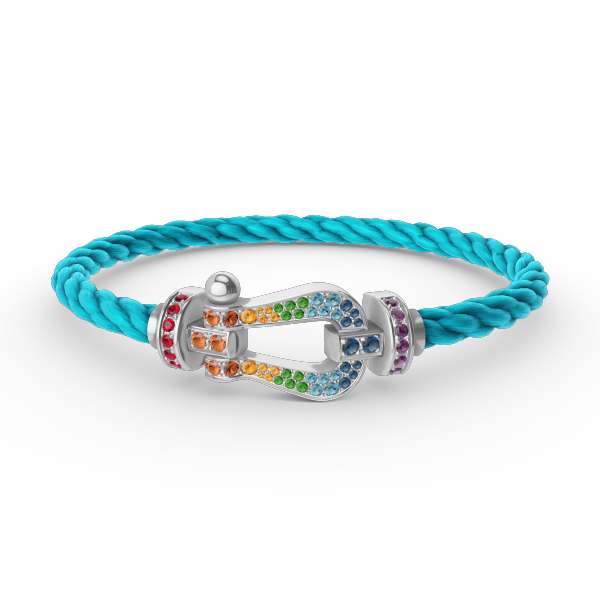 [Vellora Opalyn] FORC LARGE HORSESHOE  COLORED DIAMOND BRACELET SILVER