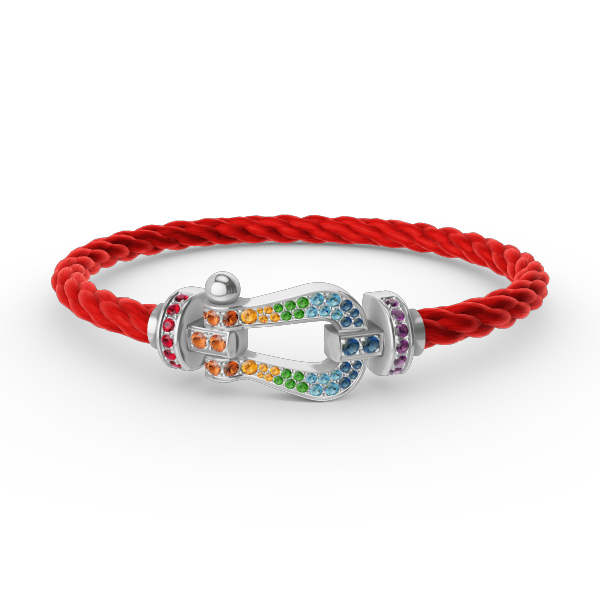 [Vellora Opalyn] FORC LARGE HORSESHOE  COLORED DIAMOND BRACELET SILVER
