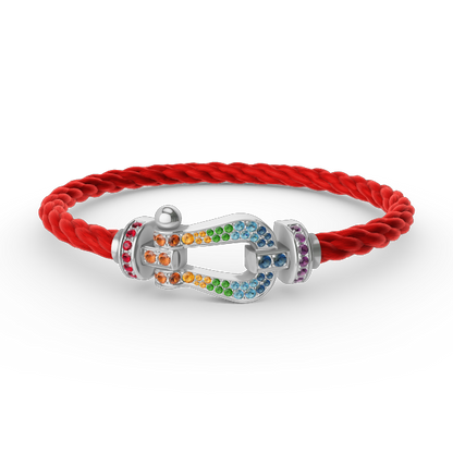 [Vellora Opalyn] FORC LARGE HORSESHOE  COLORED DIAMOND BRACELET SILVER