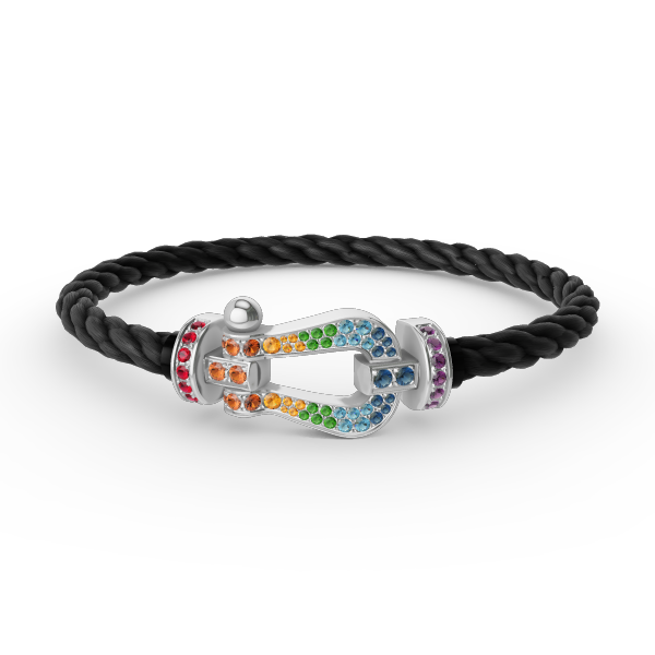 [Vellora Opalyn] FORC LARGE HORSESHOE  COLORED DIAMOND BRACELET SILVER