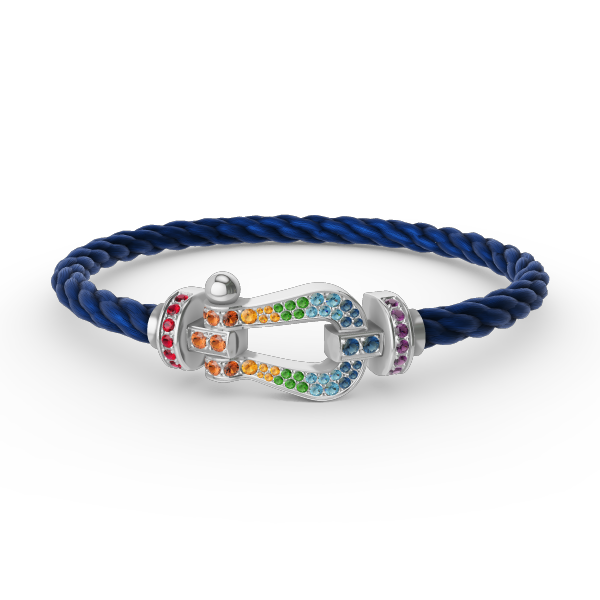 [Vellora Opalyn]FORC LARGE HORSESHOE  COLORED DIAMOND BRACELET SILVER