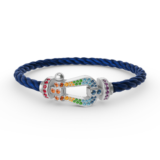 [Vellora Opalyn] FORC LARGE HORSESHOE  COLORED DIAMOND BRACELET SILVER