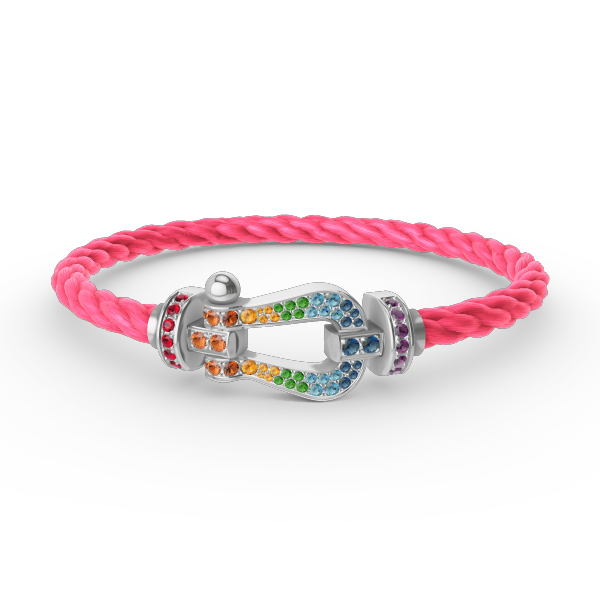 [Vellora Opalyn] FORC LARGE HORSESHOE  COLORED DIAMOND BRACELET SILVER