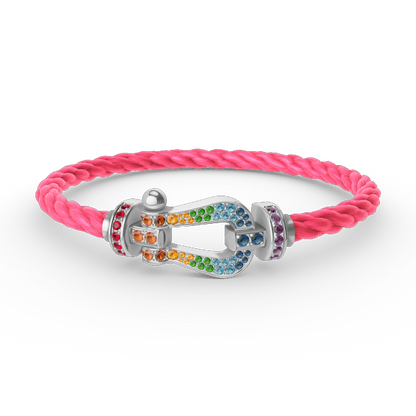 [Vellora Opalyn] FORC LARGE HORSESHOE  COLORED DIAMOND BRACELET SILVER