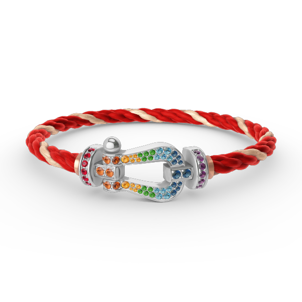 [Vellora Opalyn] FORC LARGE HORSESHOE  COLORED DIAMOND BRACELET SILVER