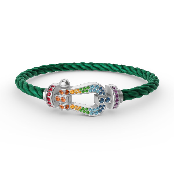 [Vellora Opalyn] FORC LARGE HORSESHOE  COLORED DIAMOND BRACELET SILVER