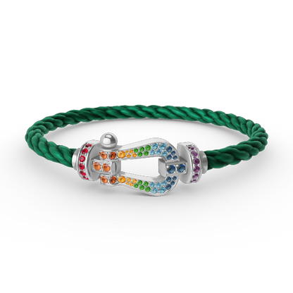 [Vellora Opalyn] FORC LARGE HORSESHOE  COLORED DIAMOND BRACELET SILVER