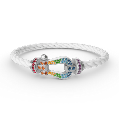 [Vellora Opalyn] FORC LARGE HORSESHOE  COLORED DIAMOND BRACELET SILVER
