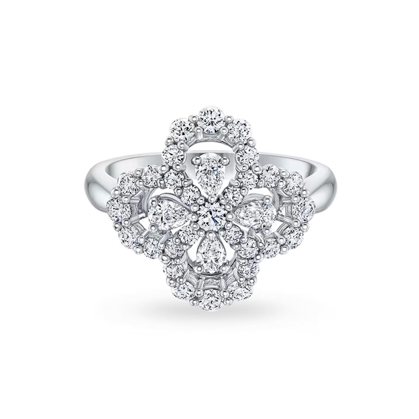 [Vellora Opalyn]LOOP RING FULL MOTIF DIAMOND 16MM SILVE