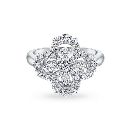 [Vellora Opalyn]LOOP RING FULL MOTIF DIAMOND 16MM SILVE