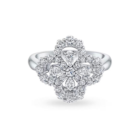 [Vellora Opalyn]LOOP RING FULL MOTIF DIAMOND 16MM SILVE
