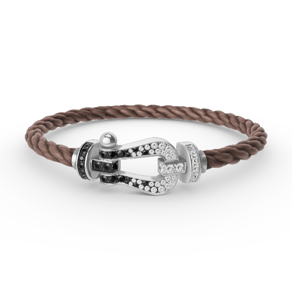 [Vellora Opalyn]FORCE LARGE HORSESHOE BLACK WHITE DIAMOND BRACELET SILVER