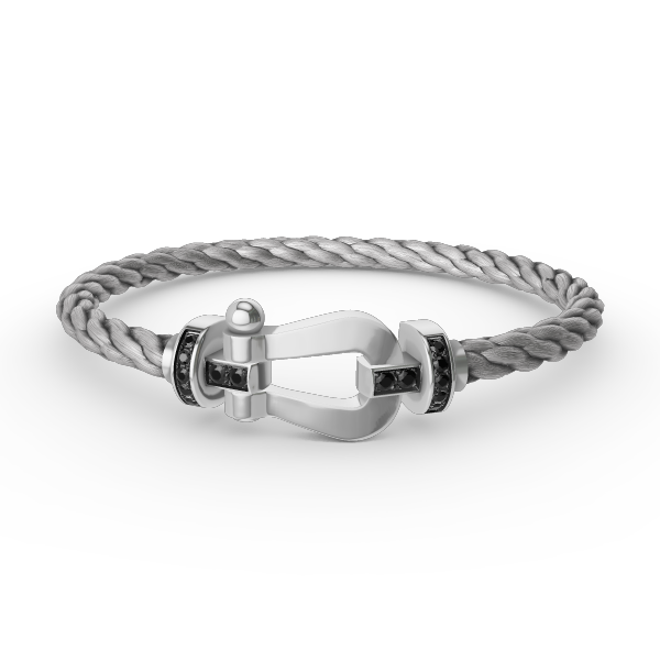[Vellora Opalyn]FORCE LARGE HORSESHOE BLACK DIAMOND BRACELET SILVER