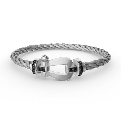 [Vellora Opalyn]FORCE LARGE HORSESHOE BLACK DIAMOND BRACELET SILVER